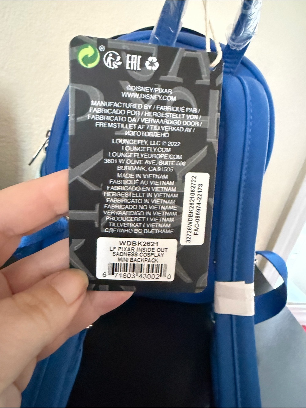 NWT Loungefly Inside Out Sadness Backpack - Picture 6 of 7